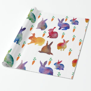 Rabbits and carrots watercolo art Wrapping Paper