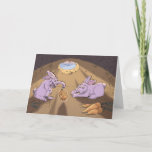 rabbits and dreidel HR Holiday Card<br><div class="desc">Rabbit Hanukkah Greeting Card</div>