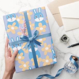 Rabbits and Flowers Wrapping Paper