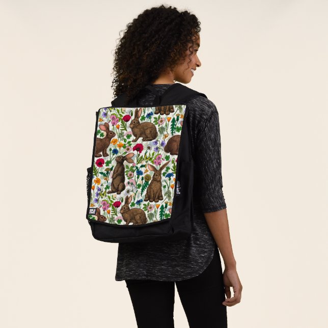 Rabbits and wildflowers backpack (Worn)