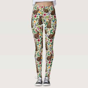 Rabbits and wildflowers leggings
