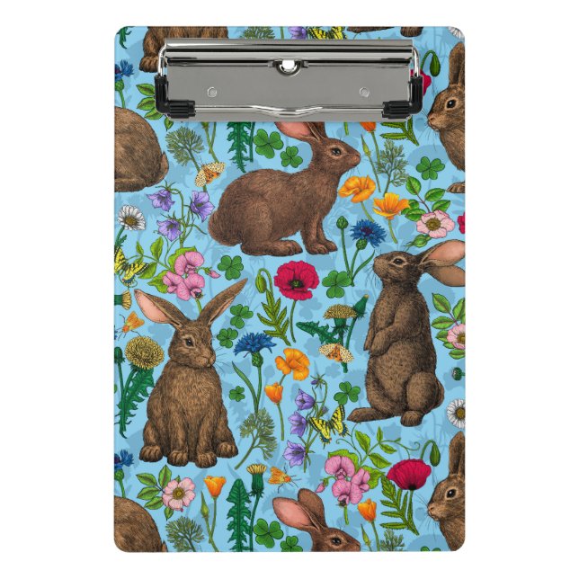 Rabbits and wildflowers mini clipboard (Front)