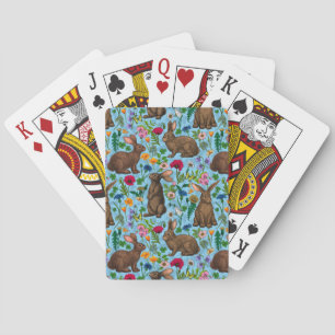 Rabbits and wildflowers playing cards