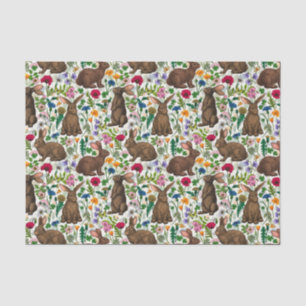 Rabbits and wildflowers tissue paper