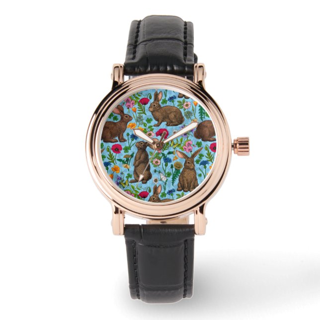 Rabbits and wildflowers watch (Front)