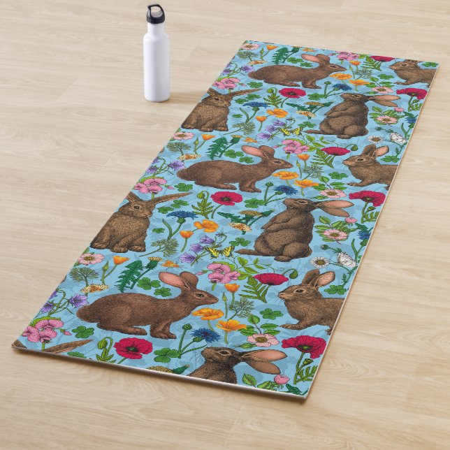 Rabbits and wildflowers yoga mat (In Situ)