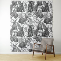 Rabbits and woodland flora2 Tapestry