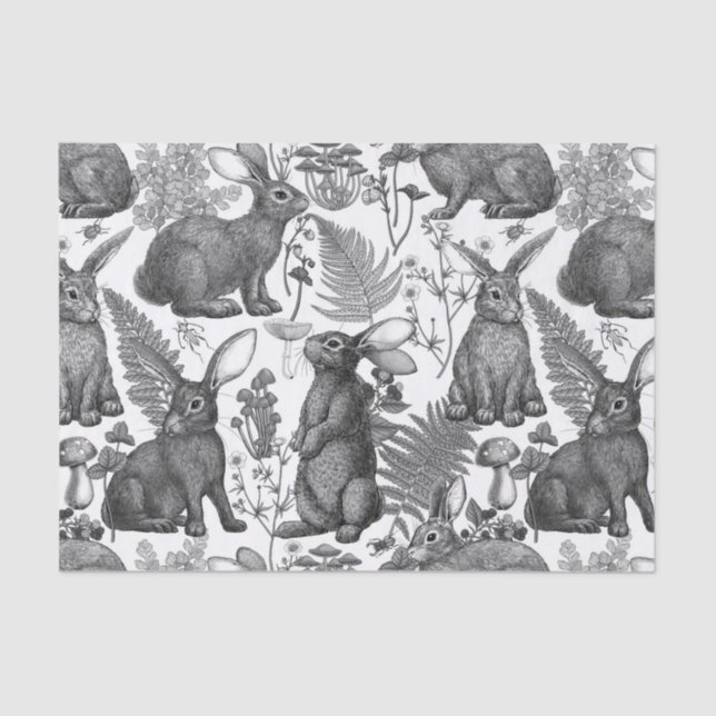 Rabbits and woodland flora2 Tissue Paper (Front)