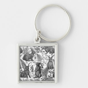 Rabbits and woodland flora 2 Keychain