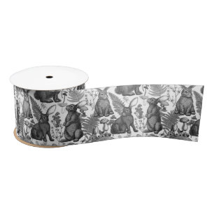 Rabbits and woodland flora 2 Satin Ribbon
