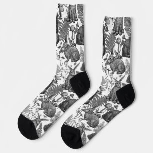 Rabbits and woodland flora 2Socks Socks