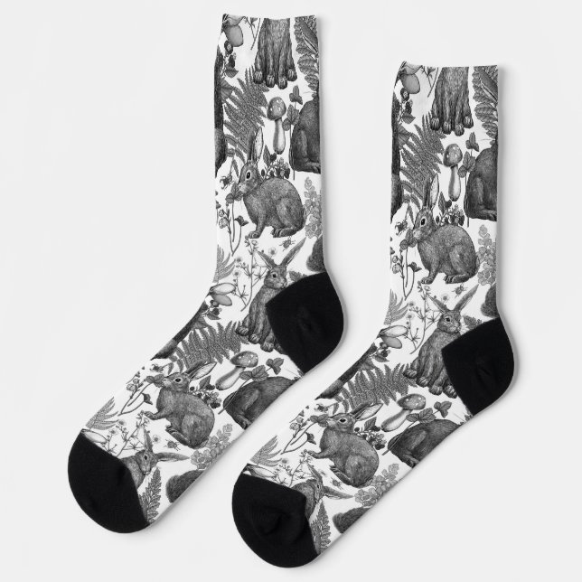 Rabbits and woodland flora 2Socks Socks (Left)