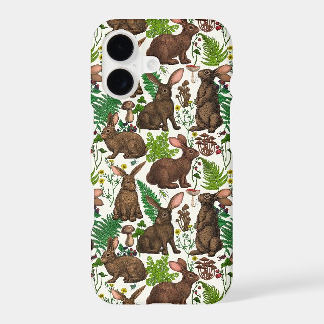 Rabbits and woodland flora 4 iPhone case (Back)