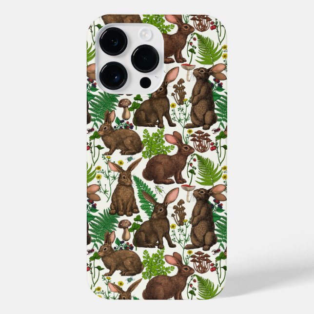 Rabbits and woodland flora 4 iPhone case (Back)