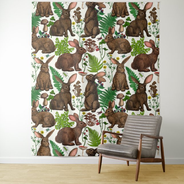 Rabbits and woodland flora 4 tapestry (In Situ)