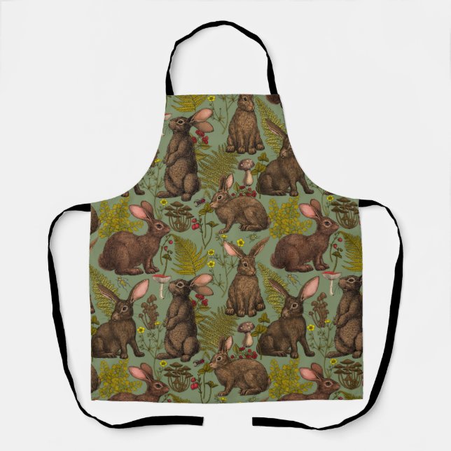 Rabbits and woodland flora apron (Front)