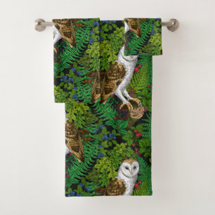 Rabbits and woodland flora Bath Towel Set
