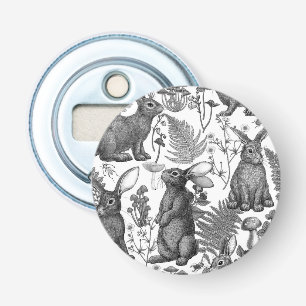 Rabbits and woodland flora Bottle Opener