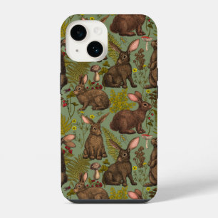 Rabbits and woodland flora Case-Mate iPhone Case