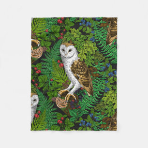 Rabbits and woodland flora Fleece Blanket