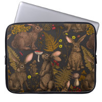 Rabbits and woodland flora Laptop Sleeve