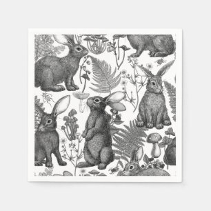 Rabbits and woodland flora Napkins