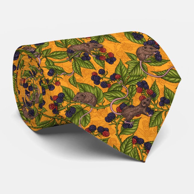 Rabbits and woodland flora Neck Tie (Rolled)