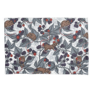 Rabbits and woodland flora Pillow Case