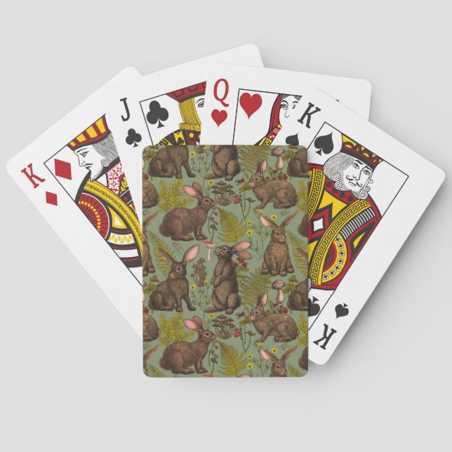Rabbits and woodland flora playing cards (Back)