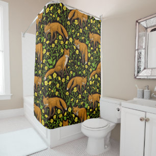 Rabbits and woodland flora Shower Curtain