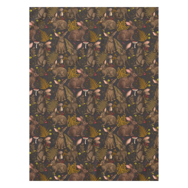 Rabbits and woodland flora Tablecloth (Front)