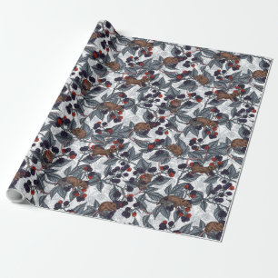 Rabbits and woodland flora Wrapping Paper