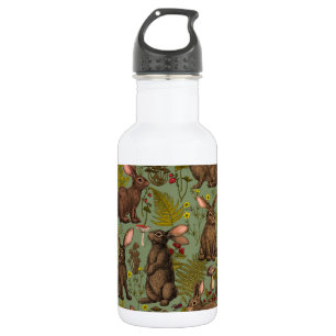 Rabbits and woodland  Stainless Steel Water Bottle