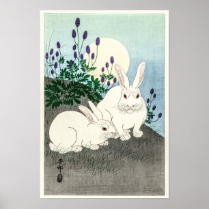 Rabbits at full moon - Ohara Koson Poster