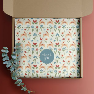 Rabbits, Birds and Hearts Folk Art Tissue Paper