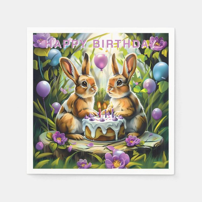 Rabbits Birthday Party Napkin (Front)