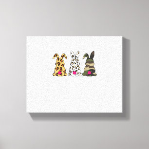 Rabbits Bunnies Leopard Camouflage Happy Easter Da Canvas Print