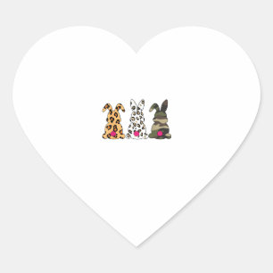 Rabbits Bunnies Leopard Camouflage Happy Easter Da Heart Sticker