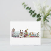 Rabbits Caring for Baby Bunny Postcard (Standing Front)