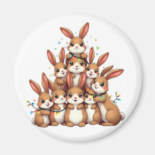 Rabbits Christmas Tree Merry Christmas Xmas  Magnet