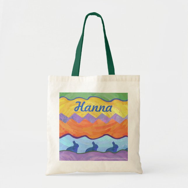 Rabbits Colourful Pattern Personalized Tote Bag (Front)