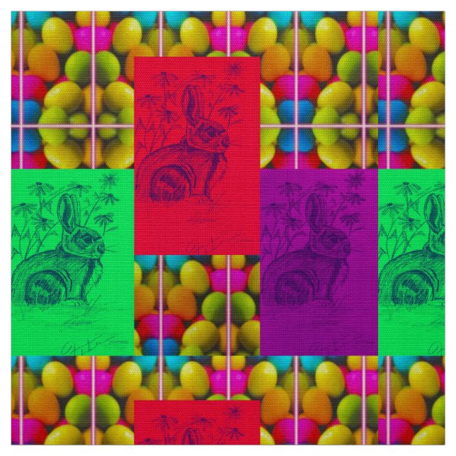 Rabbits & Eggs Fabric (Swatch)