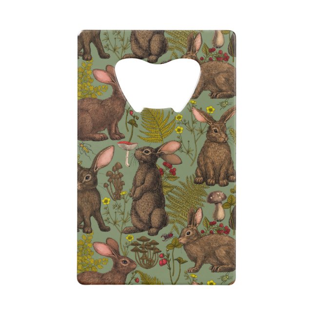 Rabbits et boisé flacon Carte de crédit Bottle Ouv (Devant)