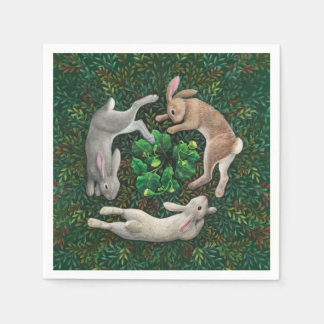 "Rabbits Frolicking." Paper Napkins