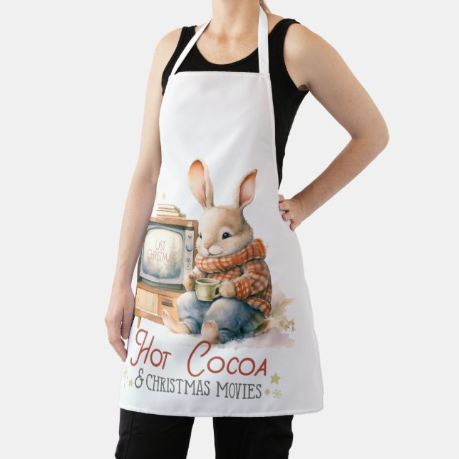 Rabbits Hot Cocoa and Christmas Movies Apron (Insitu)