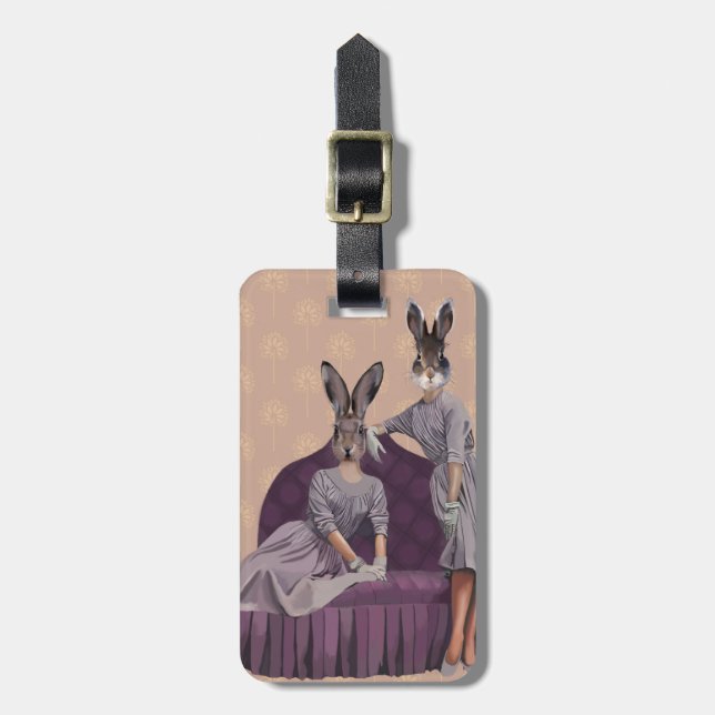 Rabbits in Purple Luggage Tag (Front Vertical)