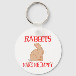 Rabbits Make Me Happy Keychain
