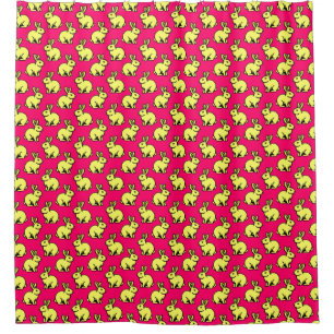 Rabbits Pattern - Black and Lt Yellow and Neon Red