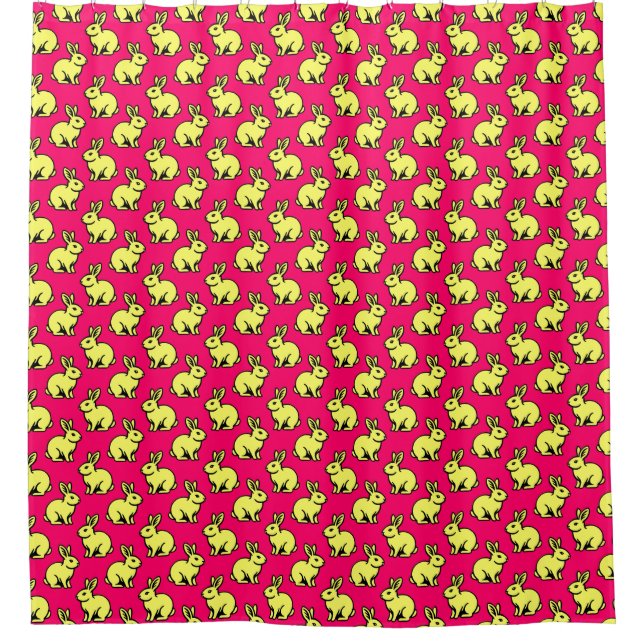 Rabbits Pattern - Black and Lt Yellow and Neon Red (Front)