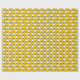 Rabbits Pattern - Black and White with Amber Wrapping Paper